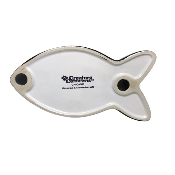 Black & White Ceramic Fish Shaped Cat Bowl - Picture 6 of 14